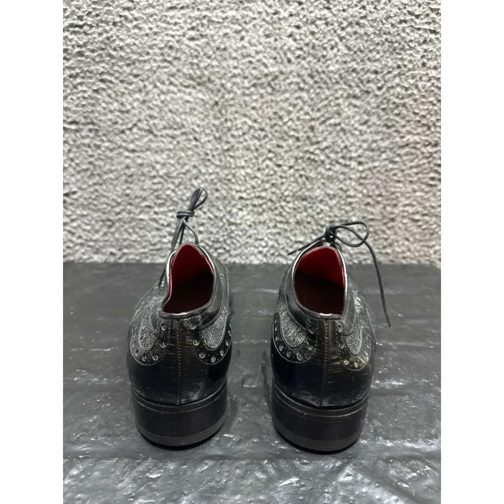 Jean-Michel Cazabat Lace-Up Leather Wingtip Oxfords Black Mens Size 41.5‎ EU